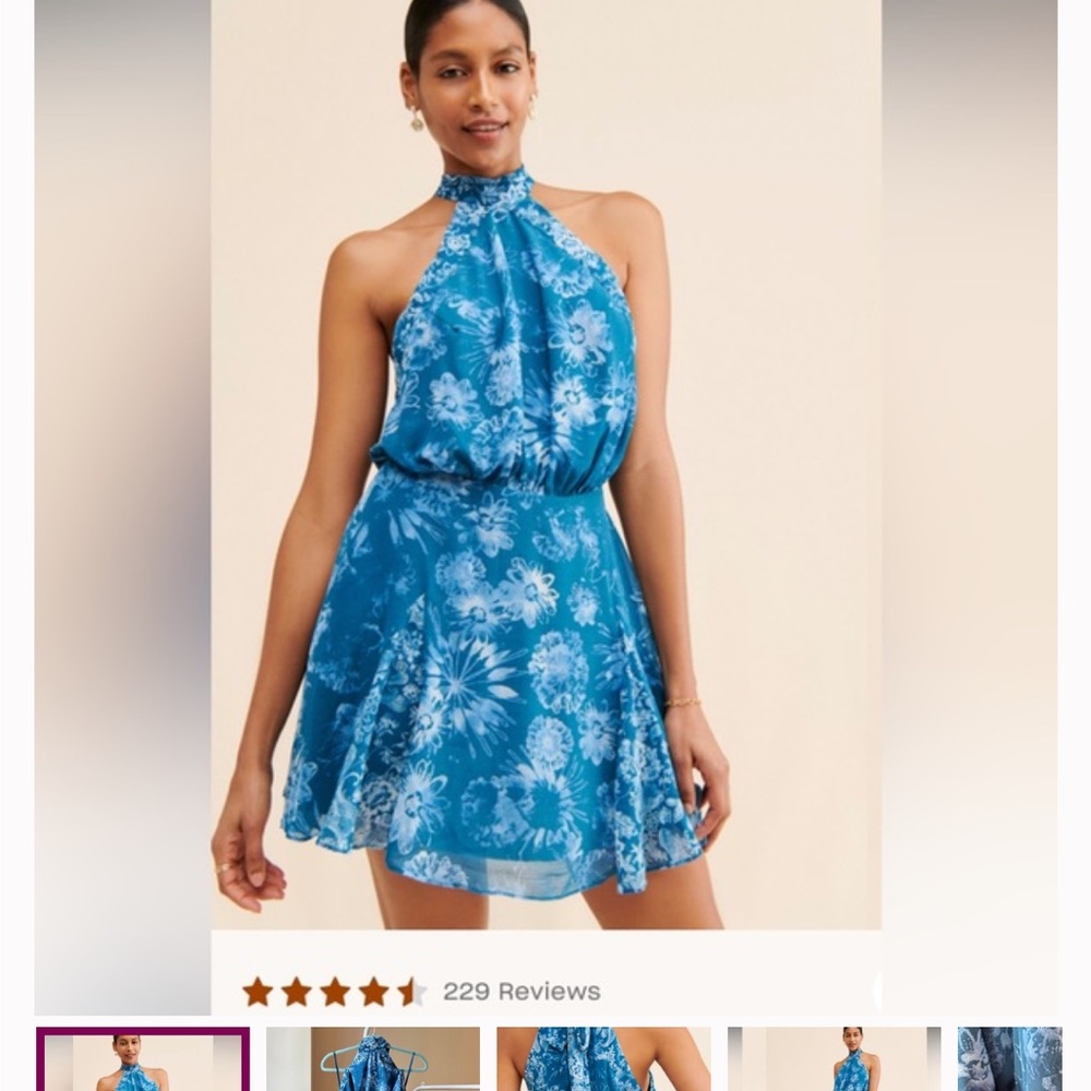 Free People Blue Floral Halter Dress